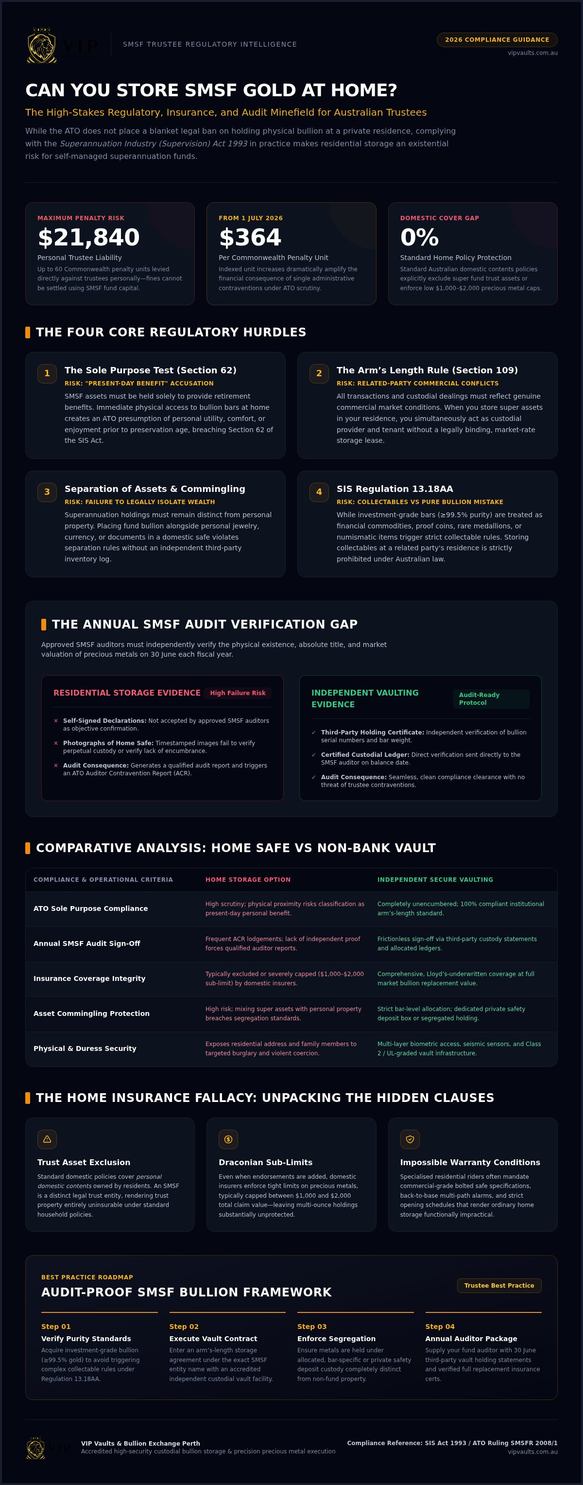 Storing SMSF Gold at Home: 2026 Compliance Guide infographic