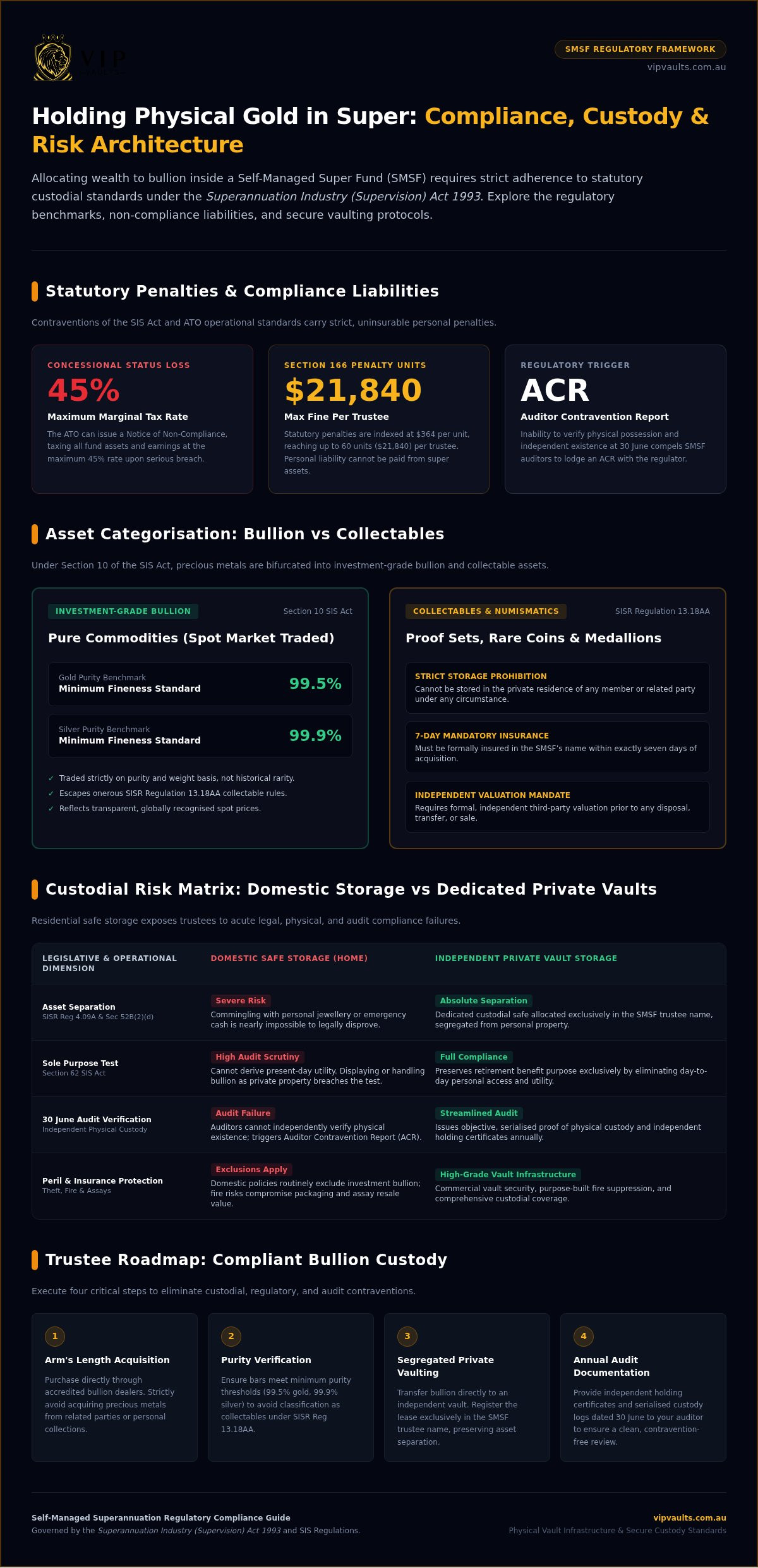 Risks of Holding Physical Gold in Super: The 2026 SMSF Trustee Guide infographic