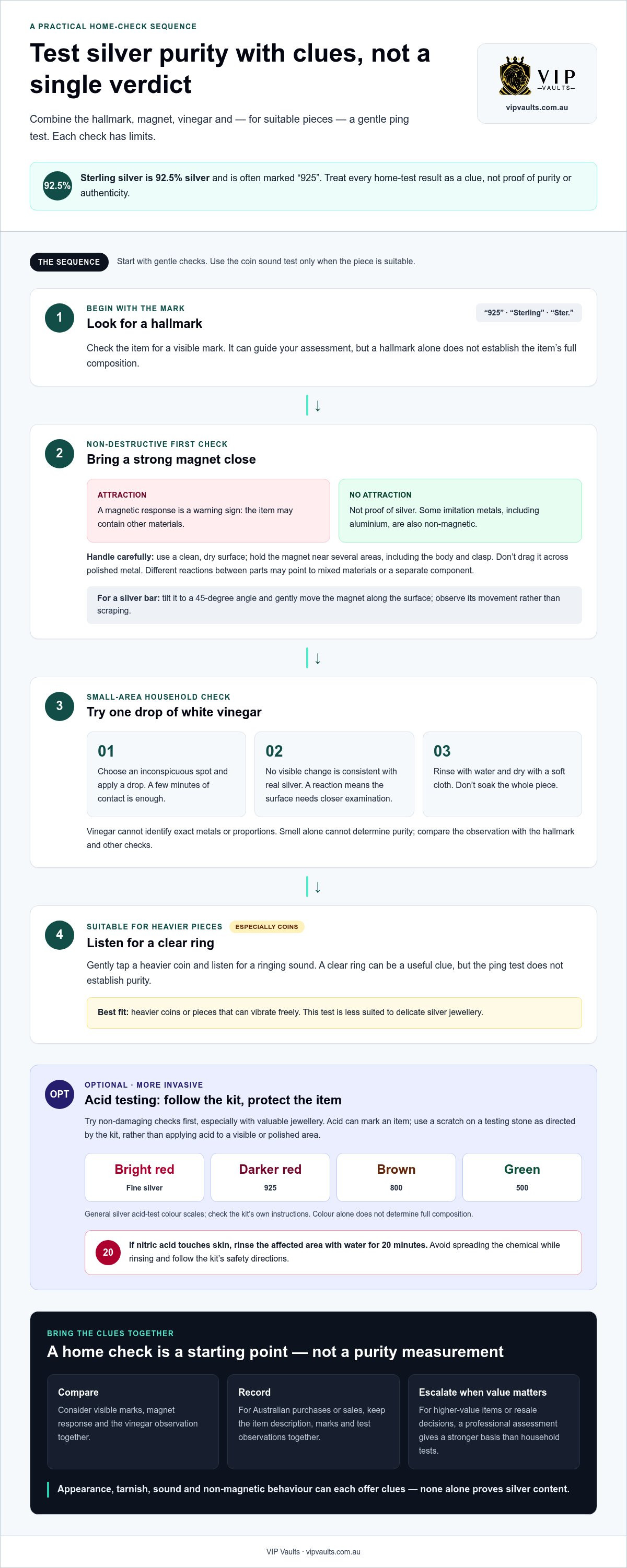 How to Test Silver Purity at Home with Simple Checks infographic
