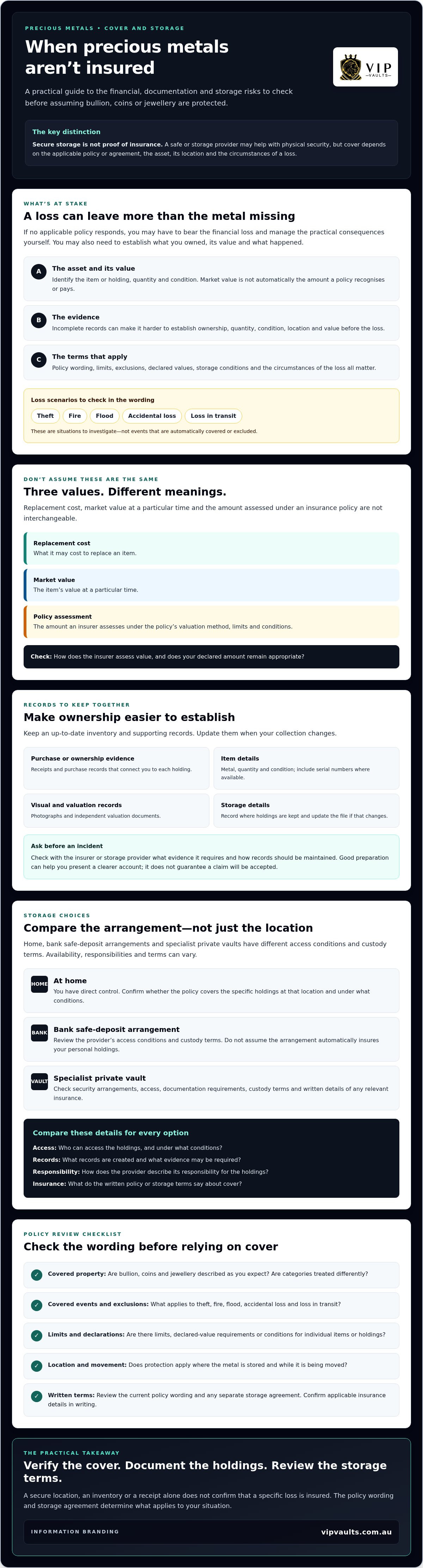 Dangers of Uninsured Precious Metals: Risks and Protection in Australia infographic